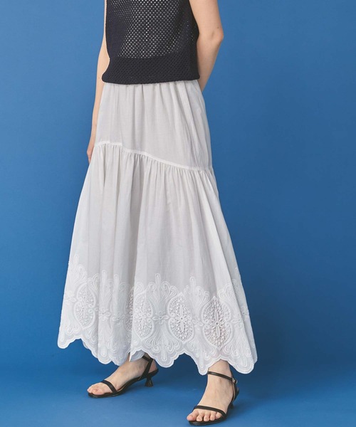 margaux ロング スカート 裾レースギャザースカート : ZOZOTOWN Yahoo