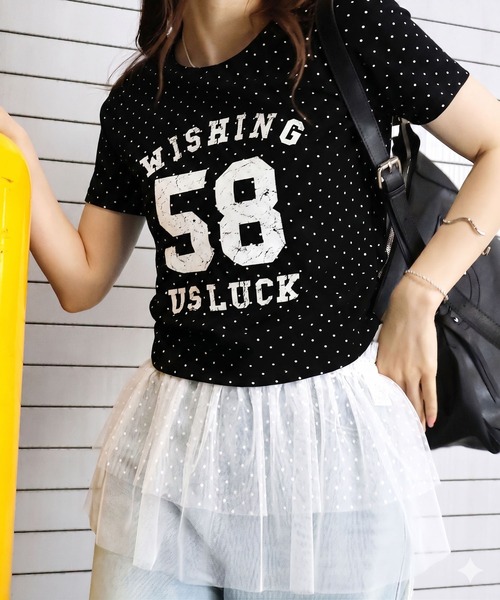 即日発送可能です XS ドットロンT タグ付き SpRay（スプレイ） tシャツ 半袖 ドットナンバリングショートスリーブT