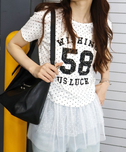 SpRay（スプレイ） tシャツ 半袖 ドットナンバリングショートスリーブT