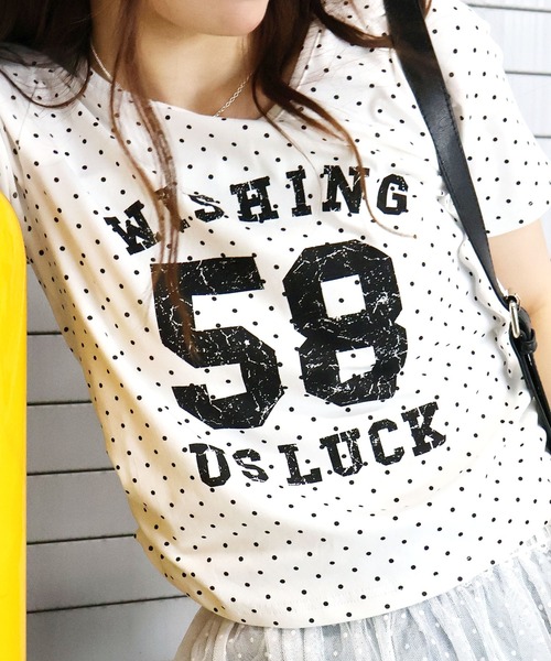 即日発送可能です XS ドットロンT タグ付き SpRay（スプレイ） tシャツ 半袖 ドットナンバリングショートスリーブT