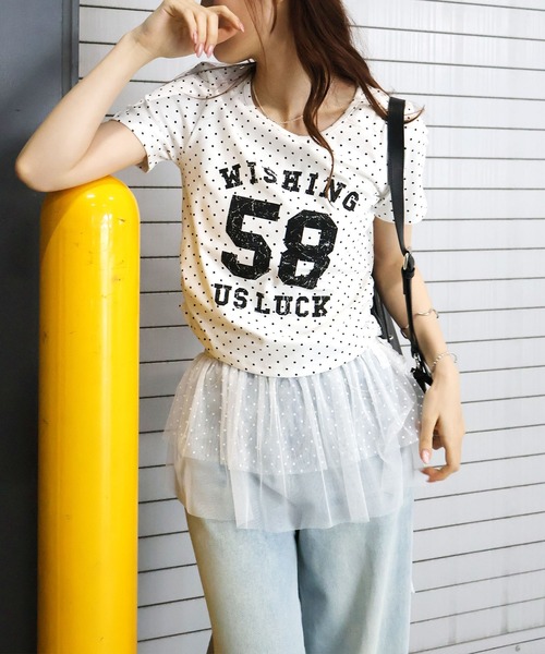 SpRay（スプレイ） tシャツ 半袖 ドットナンバリングショートスリーブT