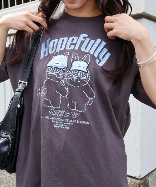 SpRay（スプレイ） tシャツ うさぎ刺繍 Tシャツ レディース