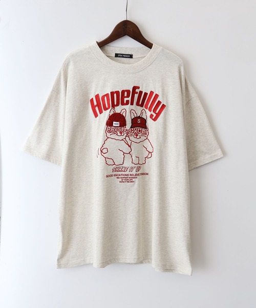 SpRay（スプレイ） tシャツ 半袖 うさぎ刺繍 Tシャツ レディース