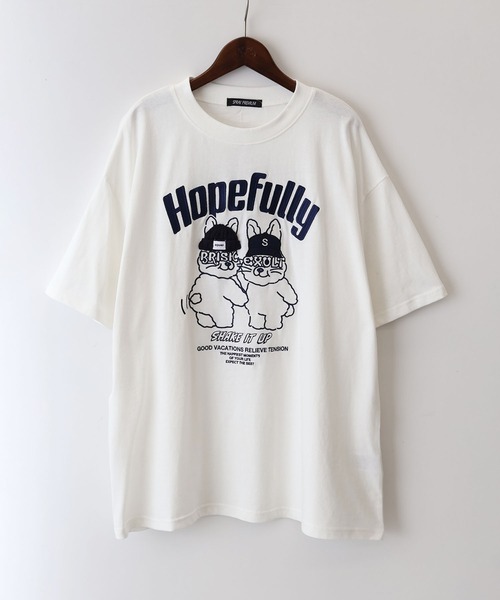 SpRay（スプレイ） tシャツ 半袖 うさぎ刺繍 Tシャツ レディース