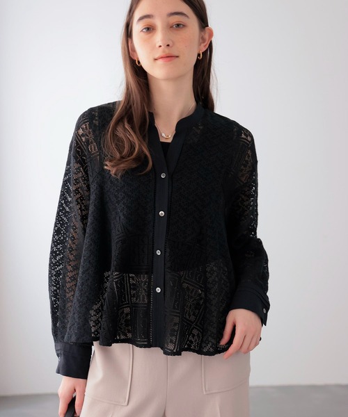 Jines（ジネス） ブラウス シャツ ラッセルレースブラウス レディース 