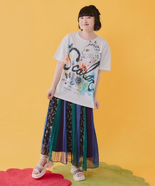 ScoLar（スカラー） ロング スカート 162645：楊柳シフォン ストライプ