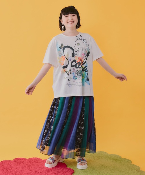 ScoLar（スカラー） スカート 162645：楊柳シフォン ストライプ