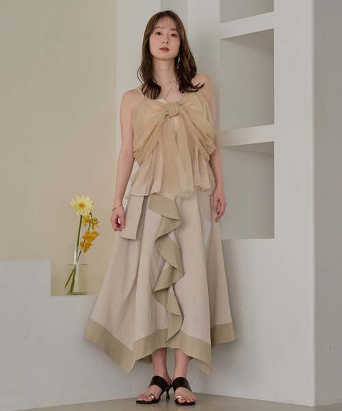 キャミソール 2way tulle ribbon tops / 2wayチュールリボントップスの画像