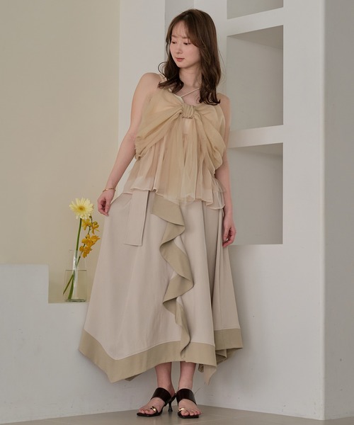 キャミソール 2way tulle ribbon tops / 2wayチュールリボントップスの画像