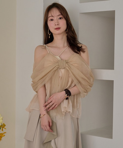 キャミソール 2way tulle ribbon tops / 2wayチュールリボントップスの画像