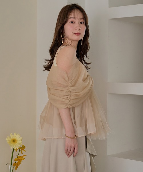 キャミソール 2way tulle ribbon tops / 2wayチュールリボントップスの画像
