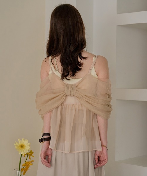 キャミソール 2way tulle ribbon tops / 2wayチュールリボントップスの画像