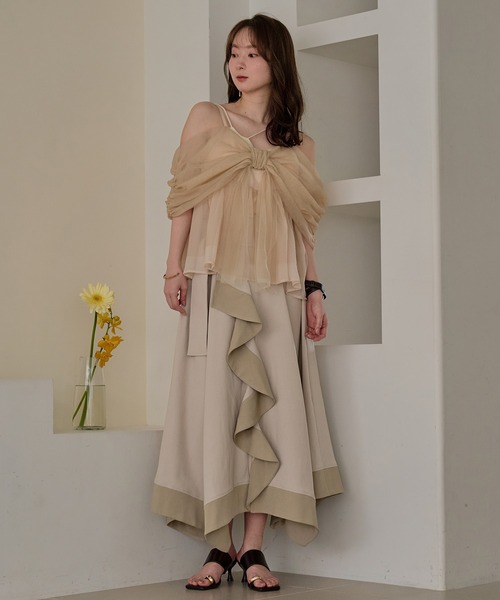 キャミソール 2way tulle ribbon tops / 2wayチュールリボントップスの画像