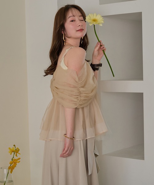 キャミソール 2way tulle ribbon tops / 2wayチュールリボントップスの画像