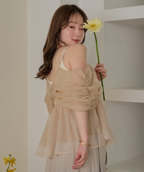キャミソール 2way tulle ribbon tops / 2wayチュールリボントップスの画像