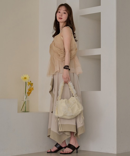 キャミソール 2way tulle ribbon tops / 2wayチュールリボントップスの画像