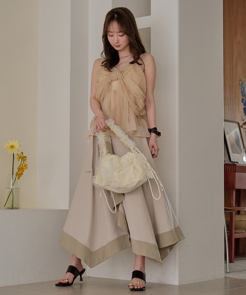 キャミソール 2way tulle ribbon tops / 2wayチュールリボントップスの画像