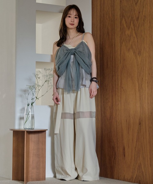 キャミソール 2way tulle ribbon tops / 2wayチュールリボントップスの画像