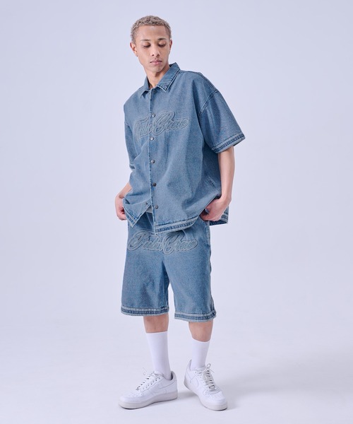 「FUBU」 デニムハーフパンツ X-LARGE ブラック メンズ_画像4
