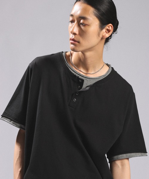 RAGEBLUE（レイジブルー） ヘンリーネック tシャツ HENLEY NECK FAKE