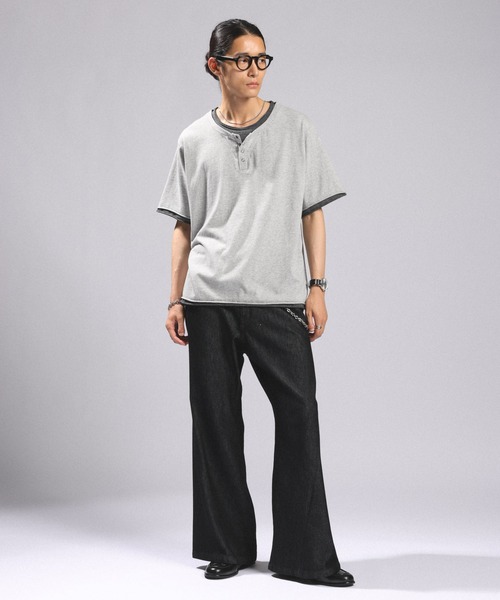 RAGEBLUE（レイジブルー） ヘンリーネック tシャツ HENLEY NECK FAKE
