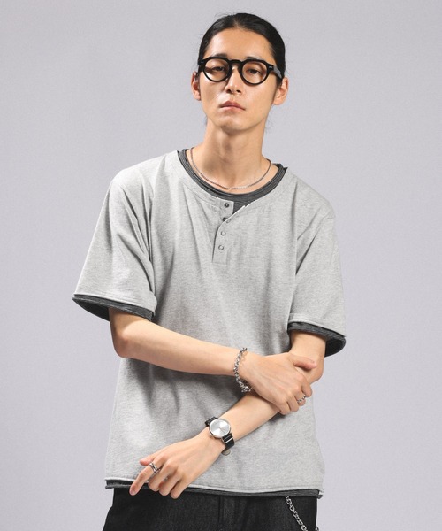 RAGEBLUE（レイジブルー） ヘンリーネック tシャツ HENLEY NECK FAKE