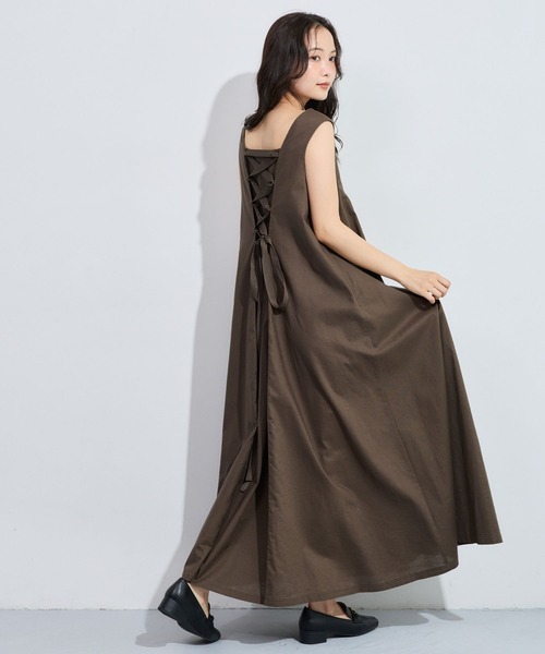 バックレースアップワンピース mysty woman（ミスティウーマン） ワンピース 夏 バックレースアップA