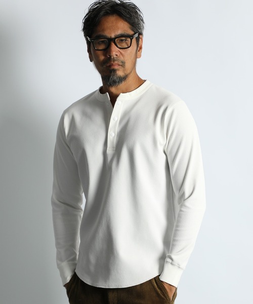 LÝFT ヘンリーネック Tシャツ ホワイトM The DUFFER of ST.GEORGE（ザダファーオブセントジョージ） ヘンリー