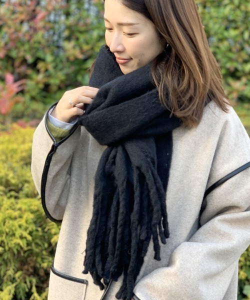 【wjk】リネン80%シルク20%　ストール　ショール　ブラック 黒 フリンジ wjk】リネン80%シルク20% ストール ショール ブラック 黒 フリンジ