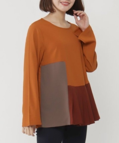tシャツ プリーツブロッキングプルオーバー レディース