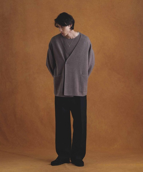 ADAM ET ROPE' カーディガン 14Gニット セミダブル ノーカラー
