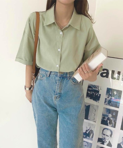 ブラウス シャツ MIXホースPT　小衿ブラウス レディース KOEISTORE ブラウス レディース 春 夏 春夏 白 黒 シャツ 長袖
