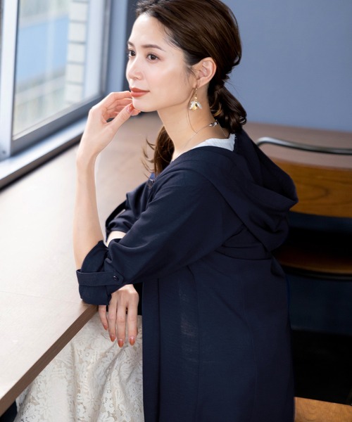 ブラウス シャツ 「新色追加・洗える」麻調パーカーチュニックブラウス レディース Tiaclasse ブラウス シャツ 「新色追加・洗える」麻調パーカー