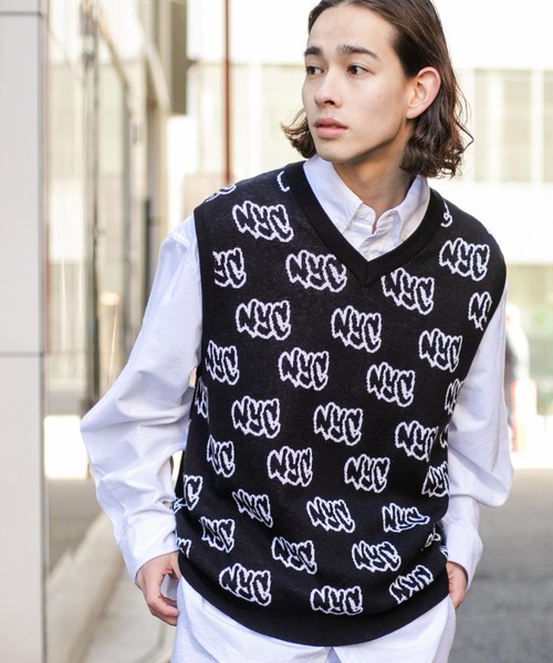 AGAWD♡Jacquard Vest♡ジャガードベスト♡送料込み アガウド WEGO（ウィゴー） ベスト ジレ WEGO/総柄ジャガードベスト メンズ
