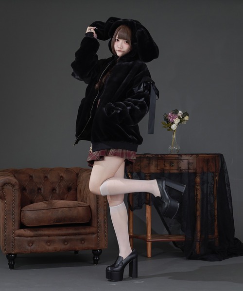 Pal elfy パルエルフィー うさ耳ファーコート黒 うさ耳ファーコート/地雷系 量産型（その他アウター）｜Pal elfy
