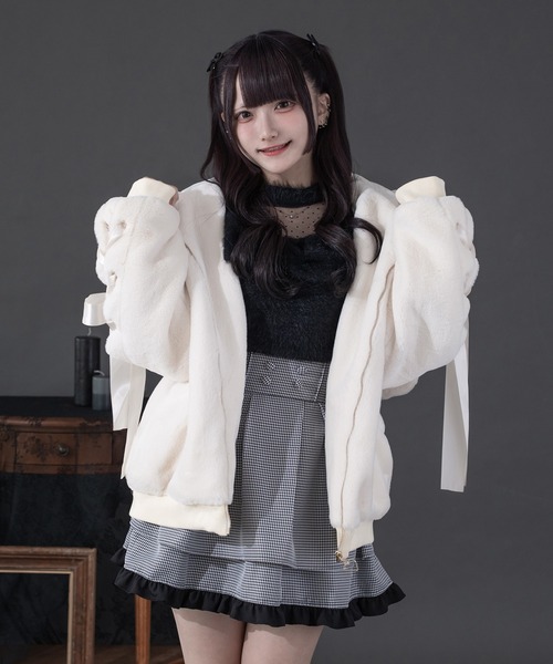 Pal elfy パルエルフィー うさ耳ファーコート黒 パルエルフィー うさ耳ファーコート ブラック 中古 - メルカリ