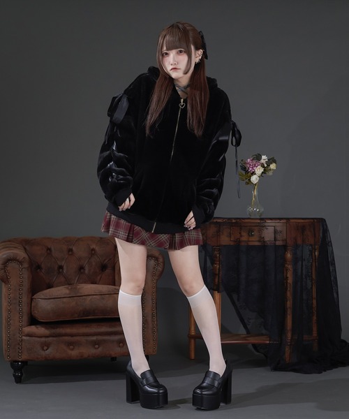 Pal elfy パルエルフィー うさ耳ファーコート黒 Pal elfy パルエルフィー うさ耳ファーコート うさ耳ファー