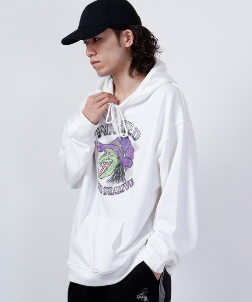 パーカー MODISH GAZE ビンテージ加工プリント ルーズパーカー レディース メンズ MODISH GAZE パーカー ビンテージ加工プリント ルーズパーカー
