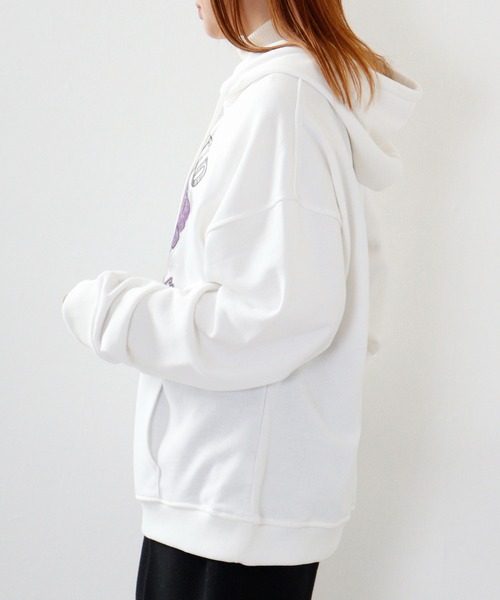 パーカー MODISH GAZE ビンテージ加工プリント ルーズパーカー レディース メンズ MODISH GAZE パーカー ビンテージ加工プリント ルーズパーカー