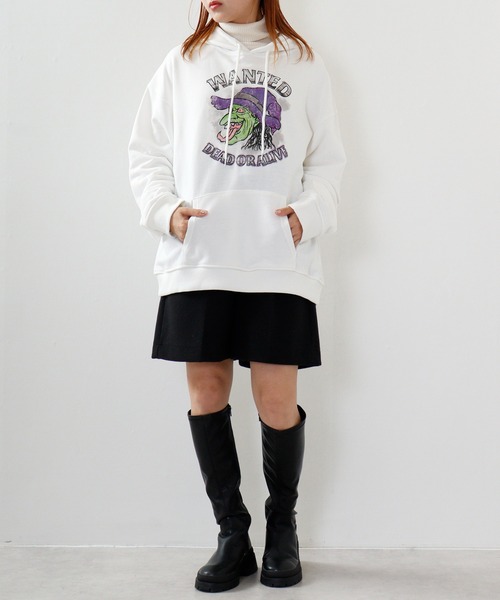 パーカー MODISH GAZE ビンテージ加工プリント ルーズパーカー レディース メンズ MODISH GAZE パーカー ビンテージ加工プリント ルーズパーカー