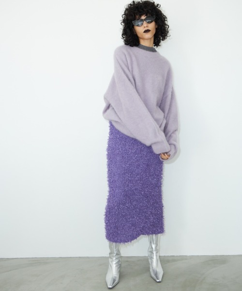 JOSE MOON スカート TULLE SHAGGY KNIT SKIRT/チュールシャギー
