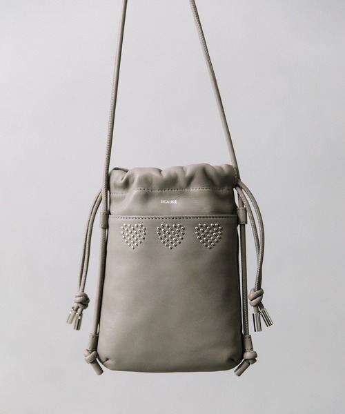 BEAURE♡牛革ハートスタッズショルダーバッグ B-23531】BEAURE カウレザー ハートスタッズ2WAYショルダー