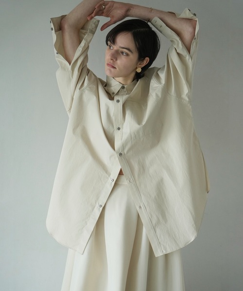 美品 CLANE クラネ HUGE SHIRT ロングスリーブ オーバーサイズ ロングスリーブ ヒュージシャツ ブラウス 16122-4102 サイズ1 ベージュ レディース 古着 中古 USED CLANE（クラネ） ブラウス シャツ HUGE SHIRT レディース : ZOZOTOWN