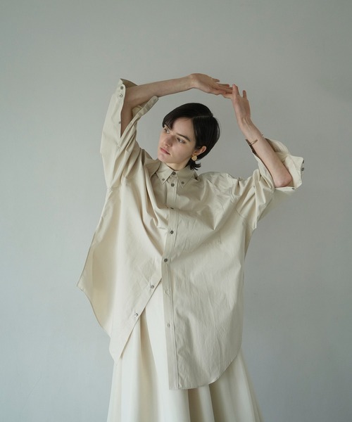 【美品】  CLANE / クラネ | HUGE SHIRT ストライプ ボタンダウン ビッグシルエットシャツ | 1 | ホワイト / ブラック | レディース CLANE / クラネ : 【レディース】HUGE SHIRT : ヒュージ シャツ