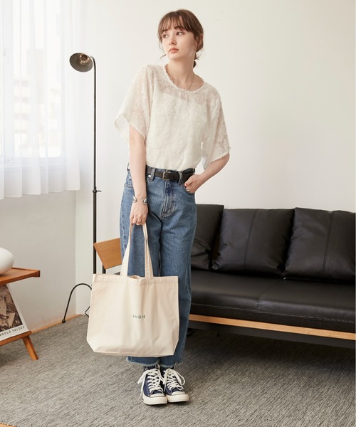 ANGIE tシャツ フリンジ ジャガード ブラウス レディース