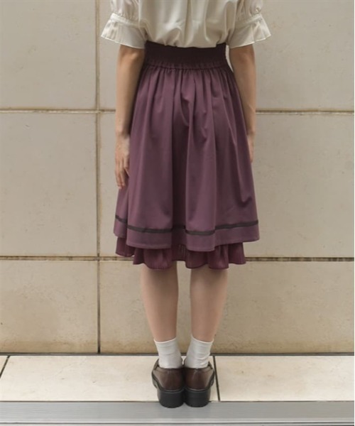 axes femme スカート ダブル釦×ストライプ切替スカート