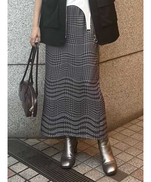 MURUA（ムルーア） ロング スカート ウェーブチェックナロースカート