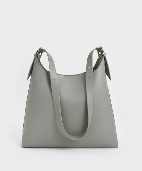 Charleskeithダブルバックル トラペーズホーボーバッグ CHARLES & KEITH｜ダブルバックル トラペーズホーボーバッグ