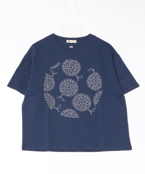tシャツ (BD)「BARNDOOR」ダリア 刺繍 Tシャツ レディース BARNDOOR tシャツ (BD)「BARNDOOR」ダリア ドット 刺繍 Tシャツ