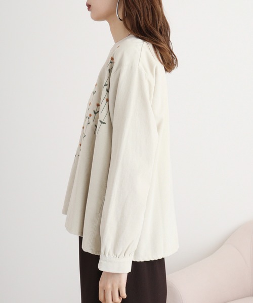 Emago ブラウス シャツ EMAGO 植物刺繍ブラウス レディース